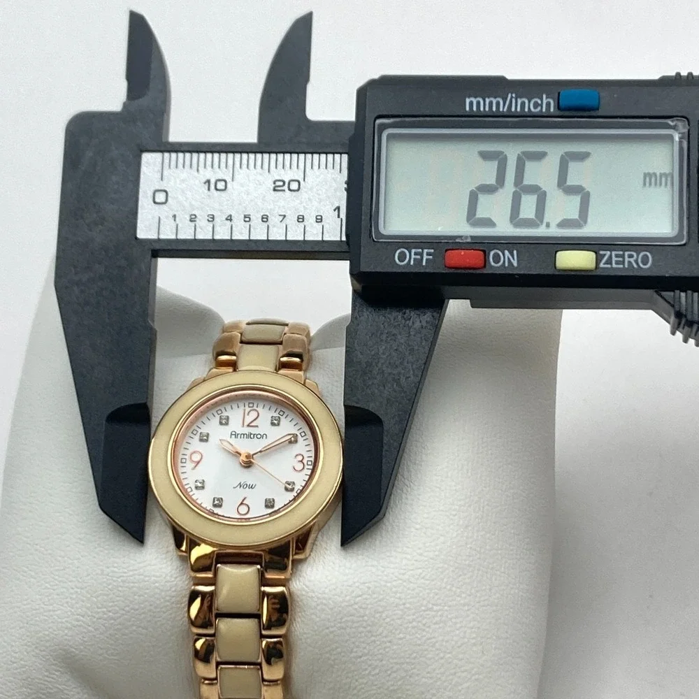 Armitron Women's Watch 27mm Rose Gold Tone Ivory Enamel New Battery SMALL 5.75